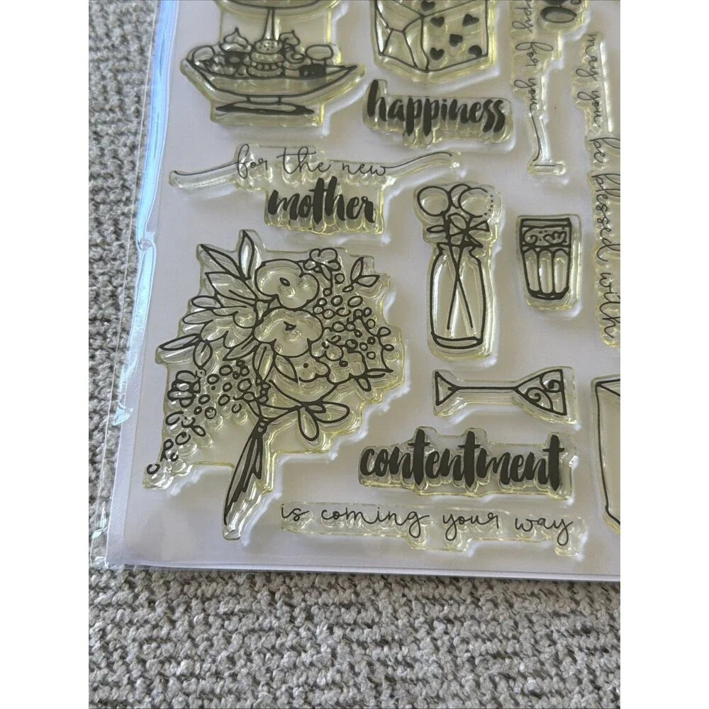 Altenew CELEBRATIONS Stamp Set flowers bride baby candle rose gift tea blessed